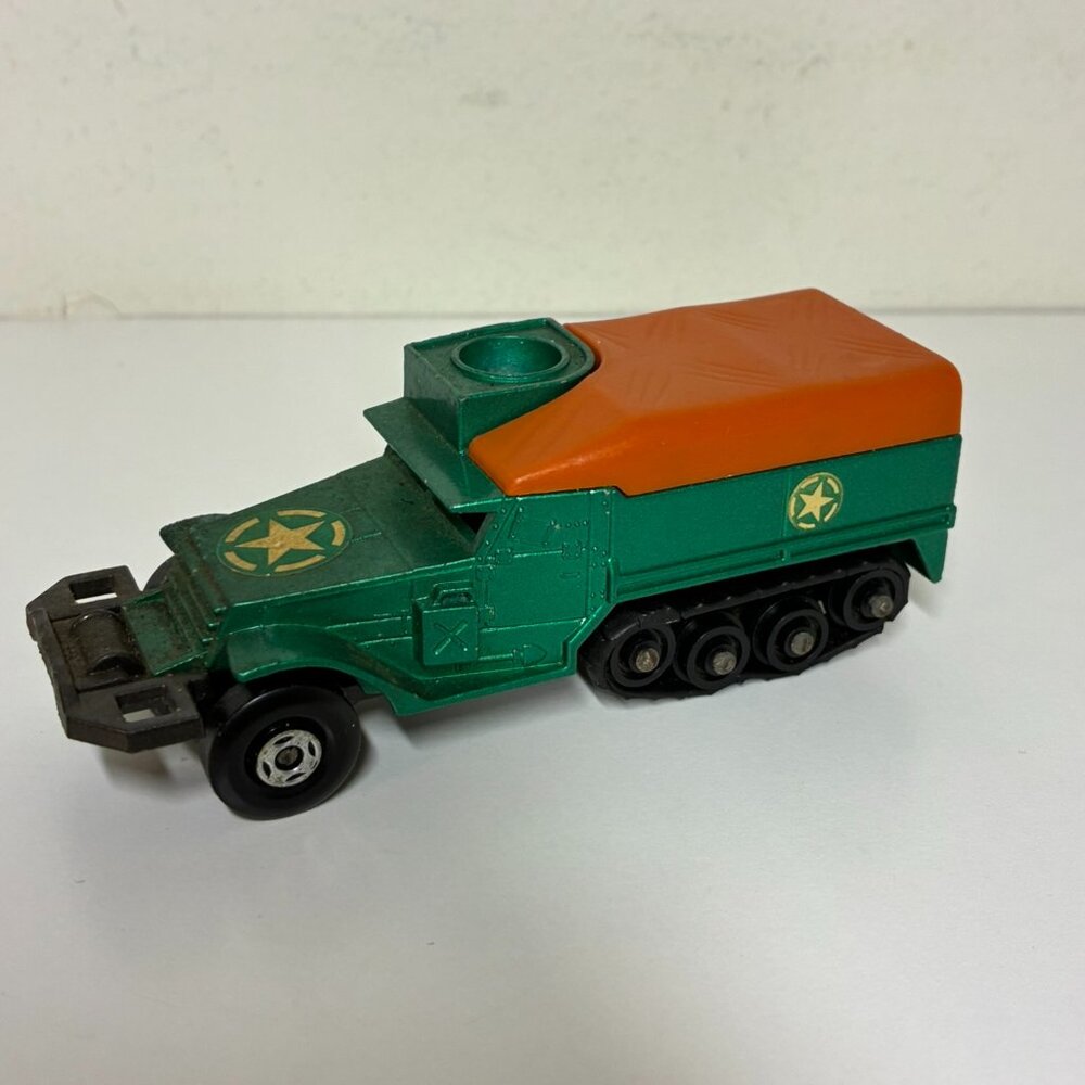 Matchbox Battle Kings A1 US Army Half Track K-108 1974 Die Cast Metallic Green